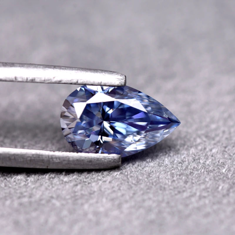 Pear Cut Lavender Color Moissanite Synthetic Gemstone with Certificate Hand Cutting