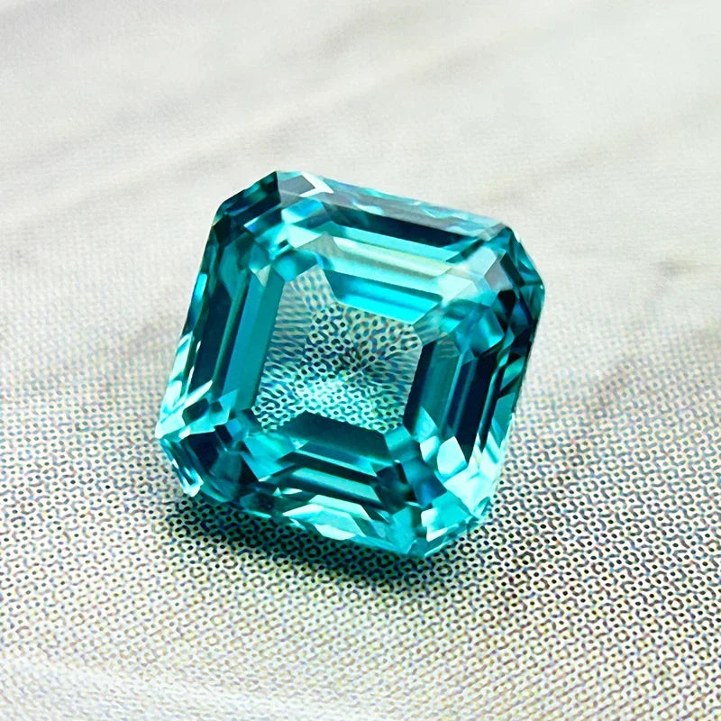Lab Grown Paraiba Asscher Cut Gemstone for DIY Jewelry Making Ring Necklace Bracelet Inlay Lab Created Paraiba Tourmaline Lab