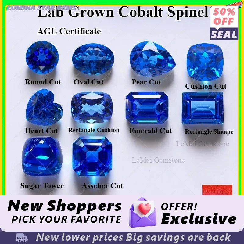 TOPTLab Grown Cobalt Spinel Various Shape Loose Gemstone