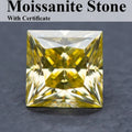 Moissanite Princess Cut Lemon Yellow Color Pass Diamond Tester Advanced Jewelry Rings Earrings Making with Certificate