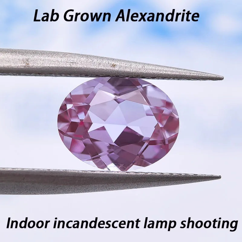 Lab Grown Alexandrite Gem Oval Cut Purple Color Charms Beads for DIY Jewelry Making Materials Selectable AGL Certificate