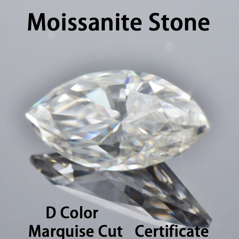 TOP Moissanite Stone D Color Marquise Cut Vvs1 Artificial Gemstone Pass Diamond Tester 0.05ct-3ct Sizes with Certificate