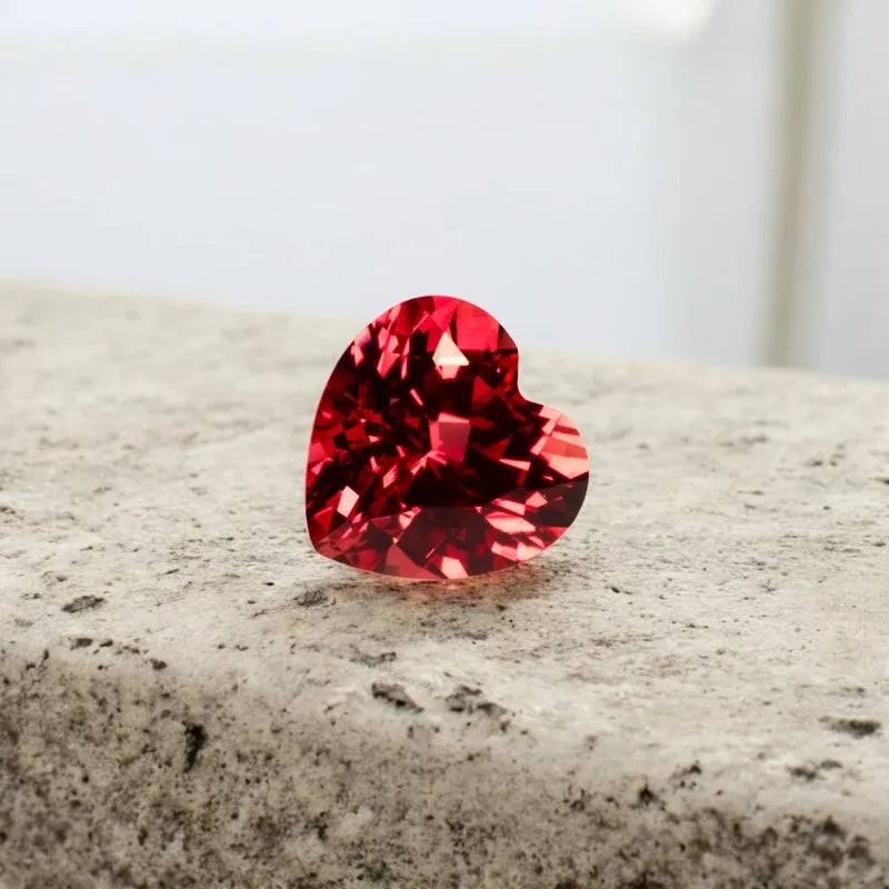 Heart Cut Lab Grown Sapphire Sunset Red Color for Charms DIY Advanced Jewelry Rings Making Materials with Certificate Wholesale