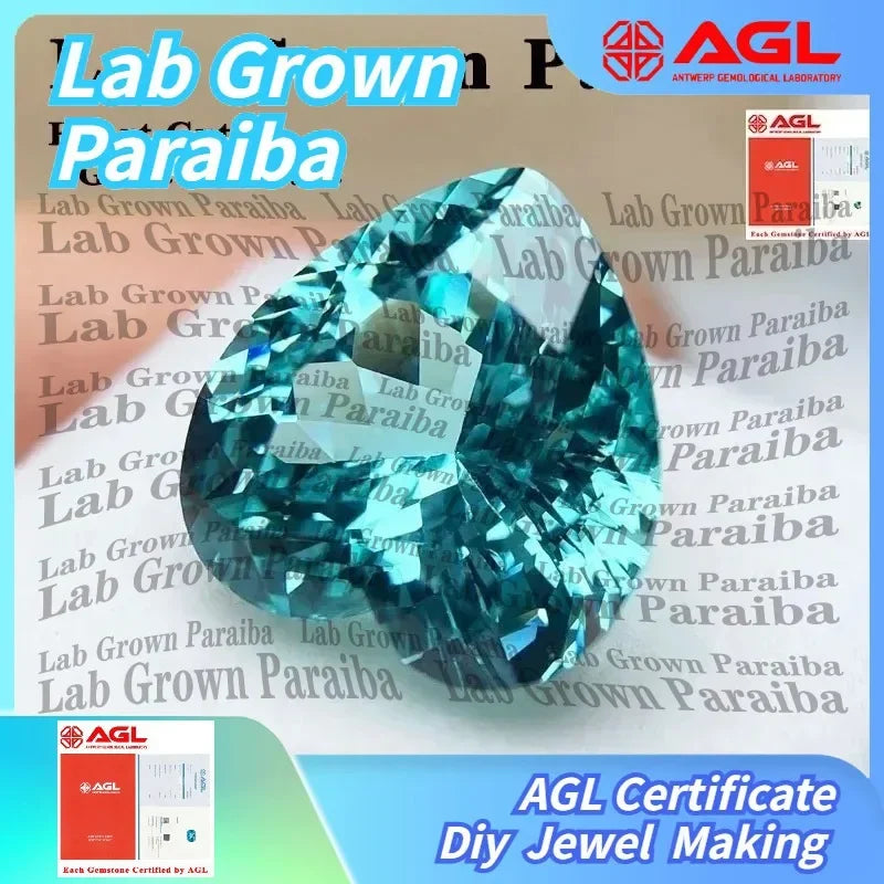Lab Grown Paraiba Heart Cut Gemstone for DIY Jewelry Making Inlay Ring Necklace AGL Certificate Lab Created Paraiba