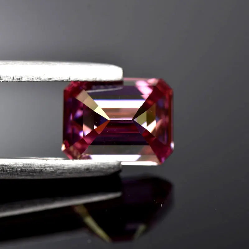 Emerald Cut Moissanite Stone VVS1 Pink Color Certificate Artificial Gemstone DIY Jewelry