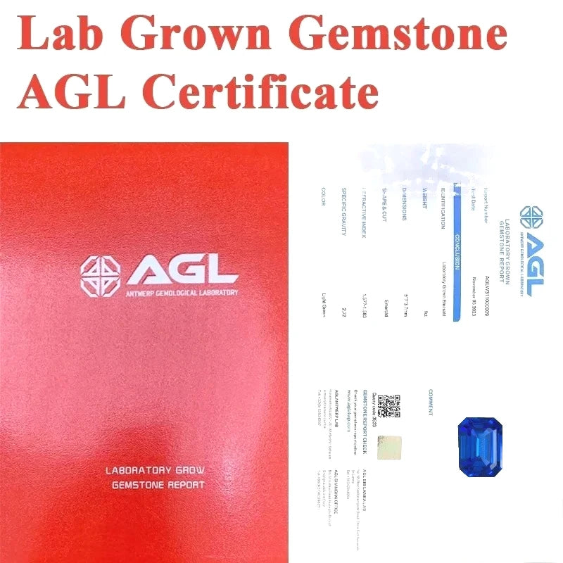 Lab Grown Cobalt Spinel Emerald Cut Blue Color VVS1 Synthetic Gemstone for DIY Jewelry Making Gift Selectable AGL Certificate