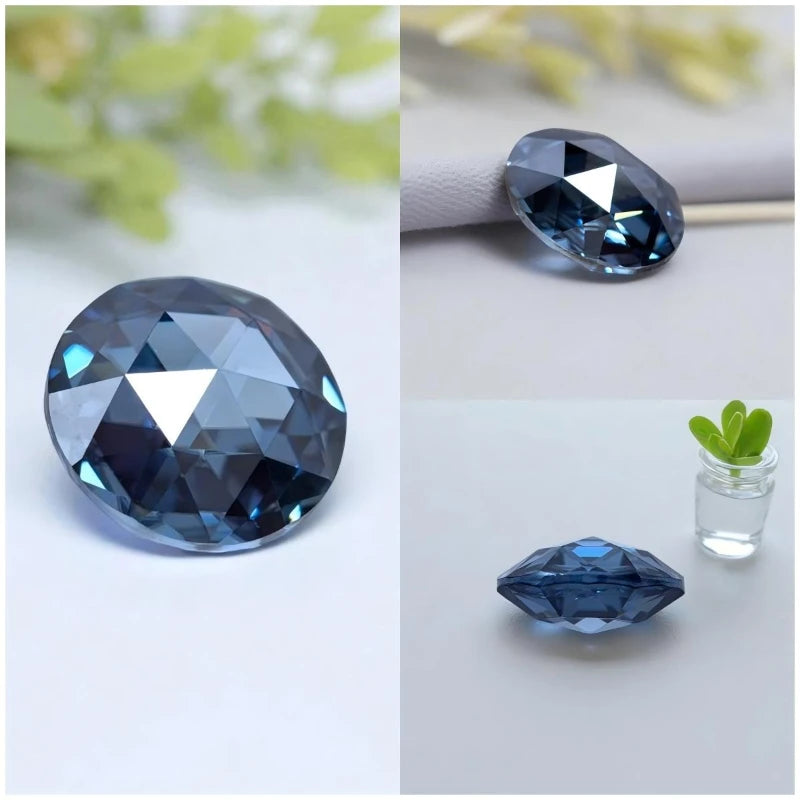 Moissanite Double Sided Roses Cut Natural Royal Blue Color Round Shape Charms for DIY Jewelry Making Materials with Certificate