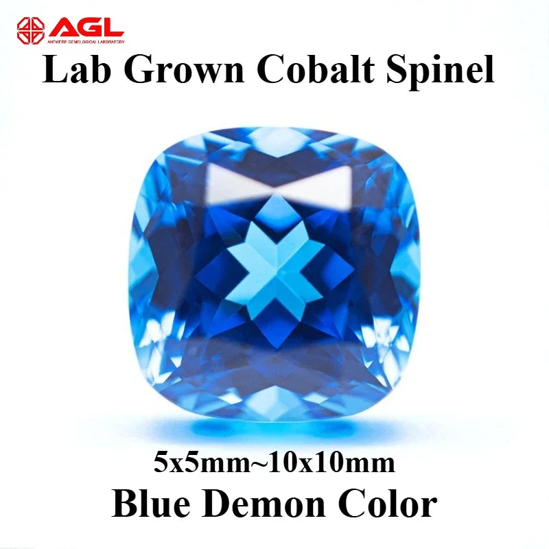 TOPLab Grown Cobalt Spinel Blue Demon Color Cushion Cut Loose Gemstone for DIY Jewelry Making for AGL Certificate