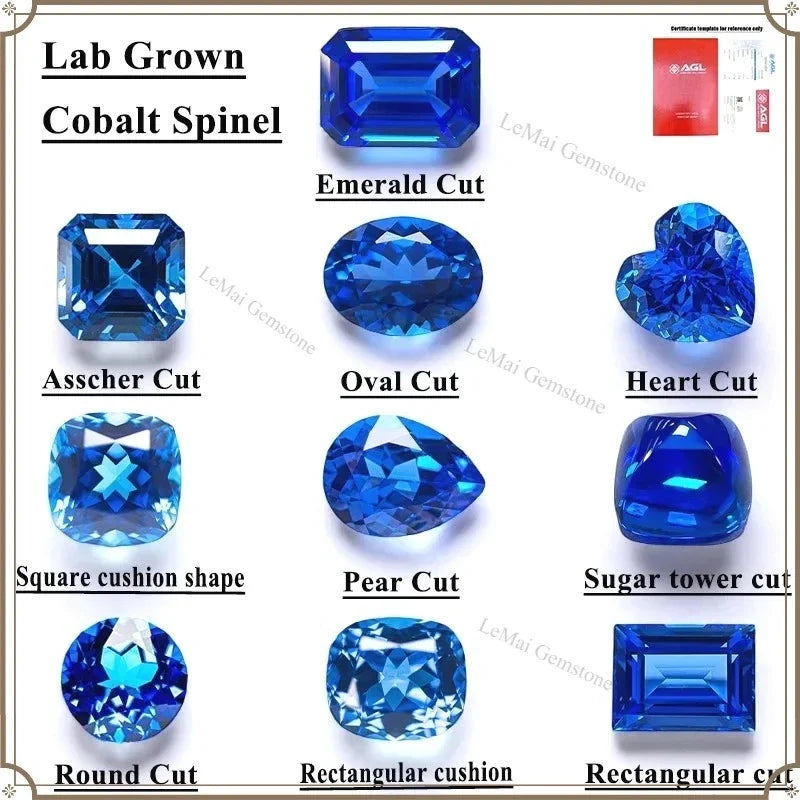 TOPTop Lab Grown Cobalt Spinel  Various Shape  Selectable AGL Certificate Charms for Jewelry DIY Making