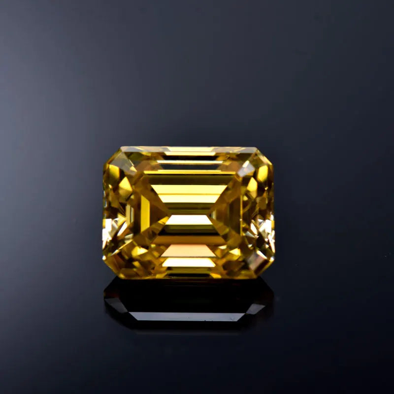 Emerald Cut Moissanite Gemstone VVS1 Golden yellow Color Certificate Stone Artificial DIY Jewelry