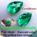 Columbia Emerald Pear Shape Synthetic Gemstone Multiple Cuts Available with Certificate
