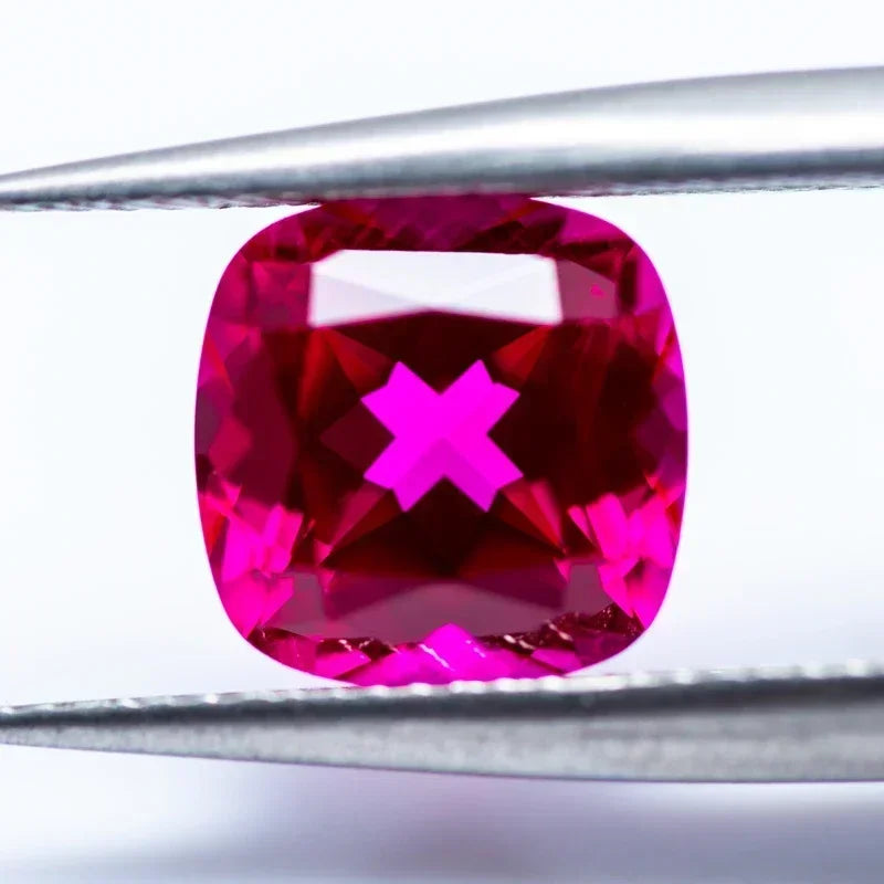 Lab Grown Ruby  Rubellite Color Cushion Shape VVS1 Charms Jewelry Making DIY Ring Necklace Earrings Main Materials Certificate