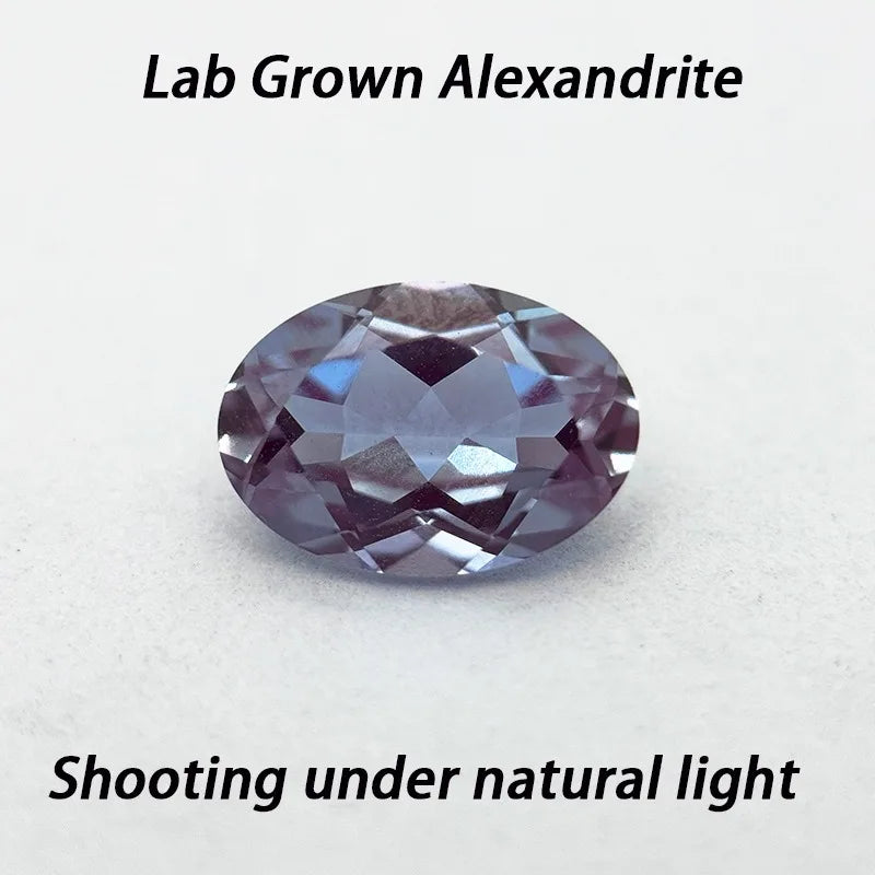 Lab Grown Alexandrite Gem Oval Cut Purple Color Charms Beads for DIY Jewelry Making Materials Selectable AGL Certificate