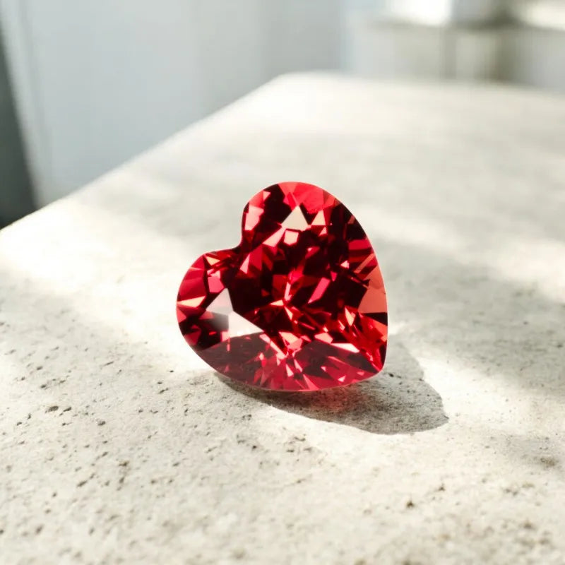 Heart Cut Lab Grown Sapphire Sunset Red Color for Charms DIY Advanced Jewelry Rings Making Materials with Certificate Wholesale