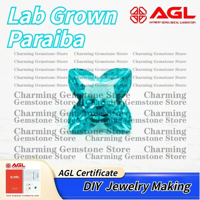 Lab Grown Paraiba Gemstone Quincunx Cut for DIY Jewelry Making Ring Necklace Inlay AGL Certificate Lab Created Paraiba