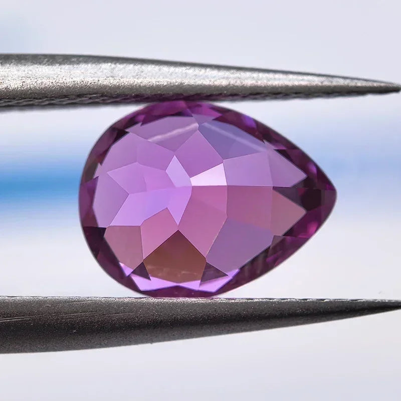 Top Quality Lab Grown Sapphire Purplish Red Color Pear Shape VVS1 Charms Beads for Jewelry Making Selectable  AGL Certificate