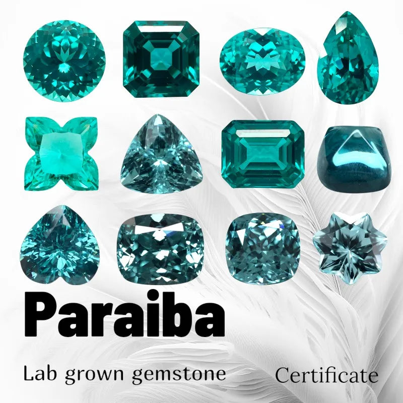 Paraiba Lab Grown Stone Charm Gemstone for DIY Advanced Jewelry Making Inlay Ring Necklace Bracelet Selectable Certificate