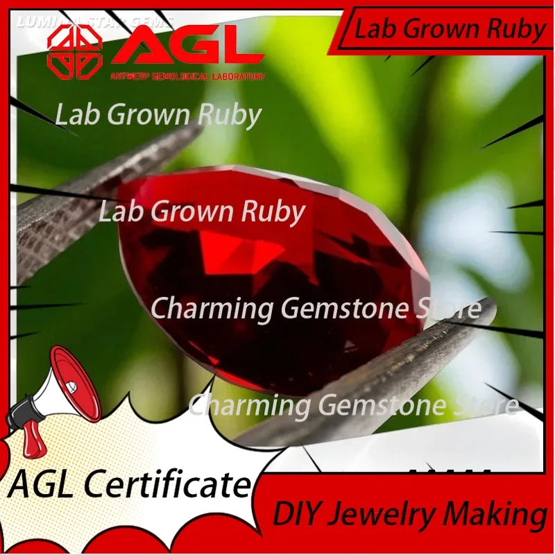 Lab Grown Ruby Pear Cut Red VVS1 for DIY Jewelry Making Rings Earrings Charms Lab Grown Sapphire Blue Gemstone for Jewelry