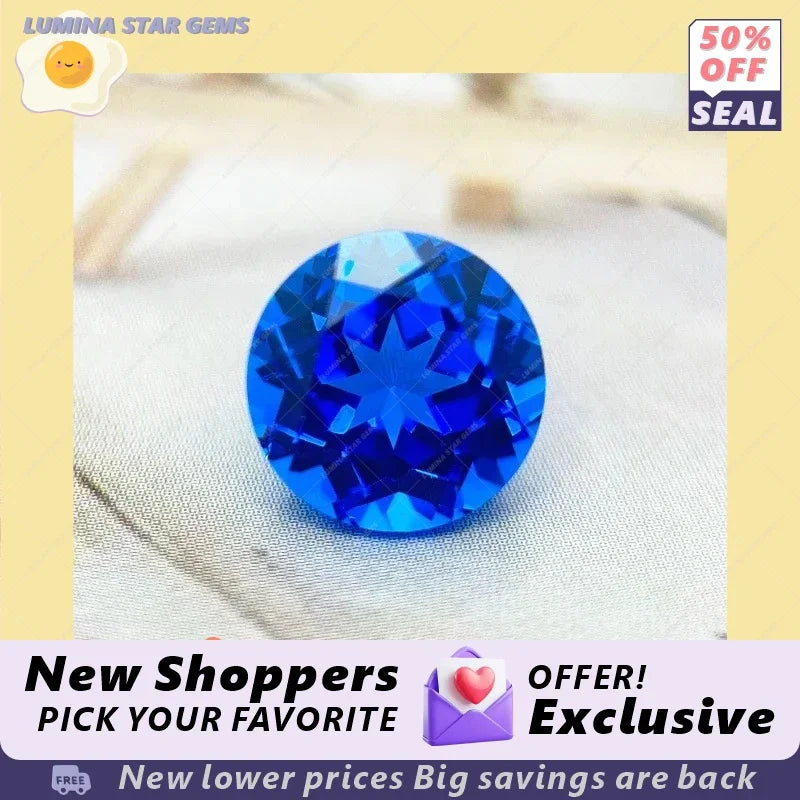 TOPTRound Cut Lab Grown Cobalt Spinel Synthetic Gemstone For Diy Jewelry Making Selectable Certificate