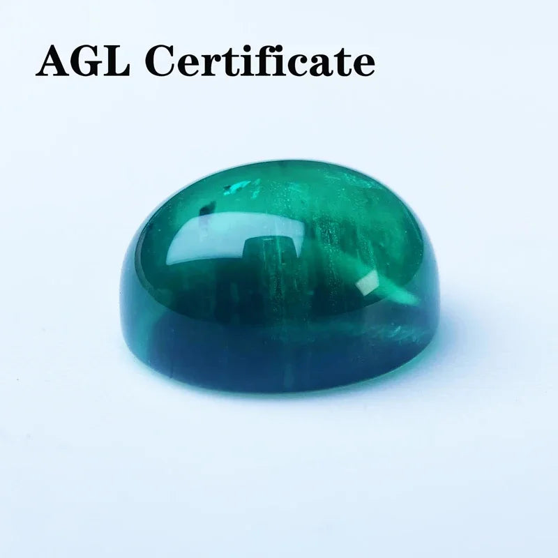 Lab Grown Colombia Emerald Oval Cut Smooth Surface Charm Gemstone DIY Ring Necklace Earrings Main Materials  AGL Certificate