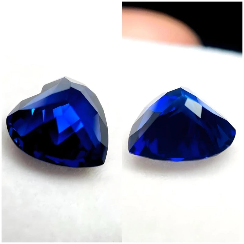 Sapphire Lab Grown Stone Heart Shape Royal Blue Color DIY Jewelry Setting&Custom Design Certificate Multiple Shapes Selectable
