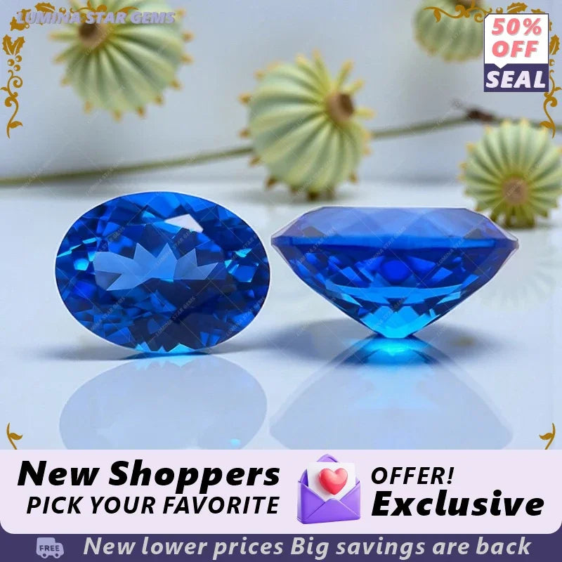 TOPTLab Grown Cobalt Spinel Oval  Cut Loose Gemstone For DIY Jewelry Main Materials Selectable Certificate