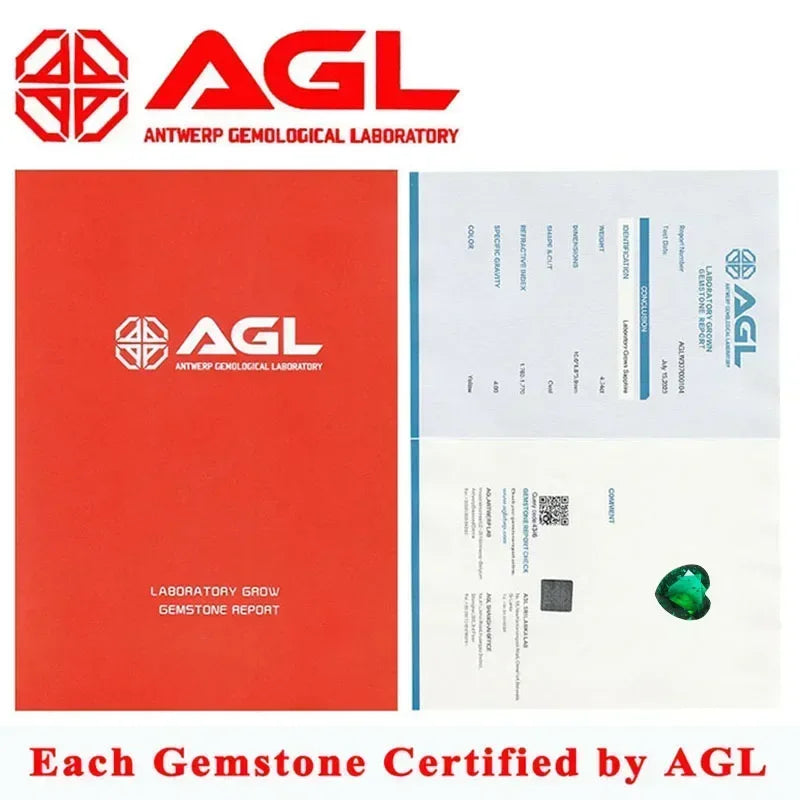 Lab Grown Zambia Emeralds Heart Shape Hydrothermal Hand Cut with Cracks Inclusions Inside Selectable AGL Certificate
