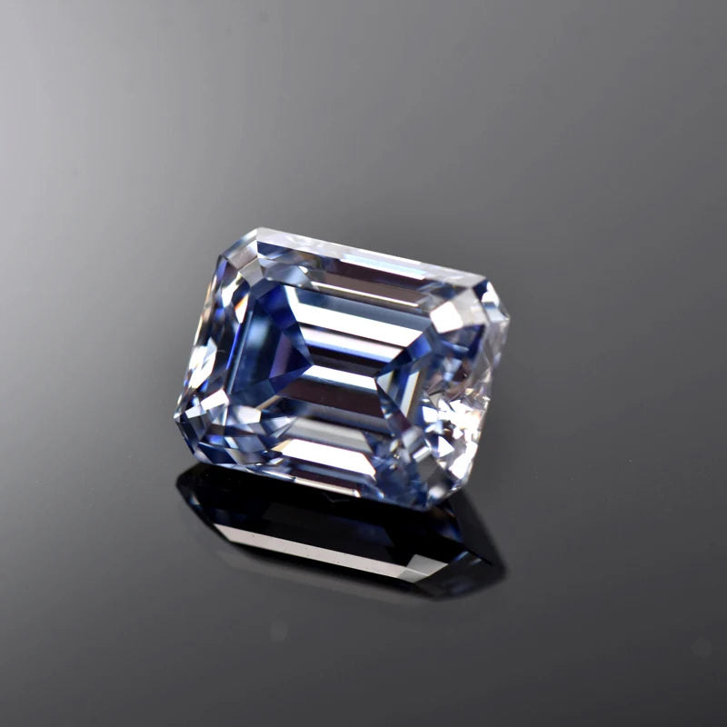 Emerald Cut Moissanite Stone VVS1 Lavender Color Certificate DIY Jewelry Artificial Gemstone