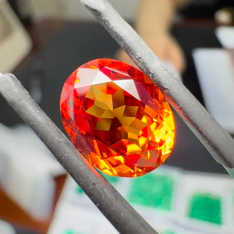 Lab Grown Sapphire Orange Color Oval Cut Top Quality Gemstones Charm Beads for Jewelry Making Selectable AGL Certificate