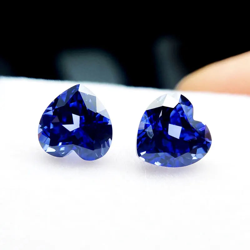 Sapphire Lab Grown Stone Heart Shape Royal Blue Color DIY Jewelry Setting&Custom Design Certificate Multiple Shapes Selectable