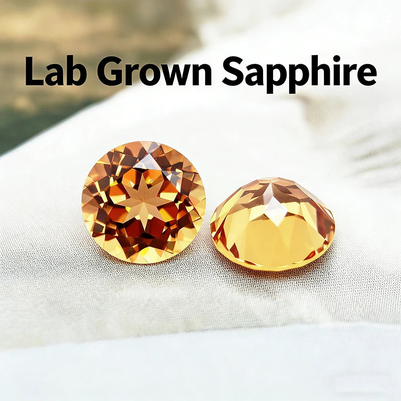 Lab Grown Sapphire Round Cut Orange Color DIY Jewelry Making Ring Necklace Main Materials Selectable AGL Certificate