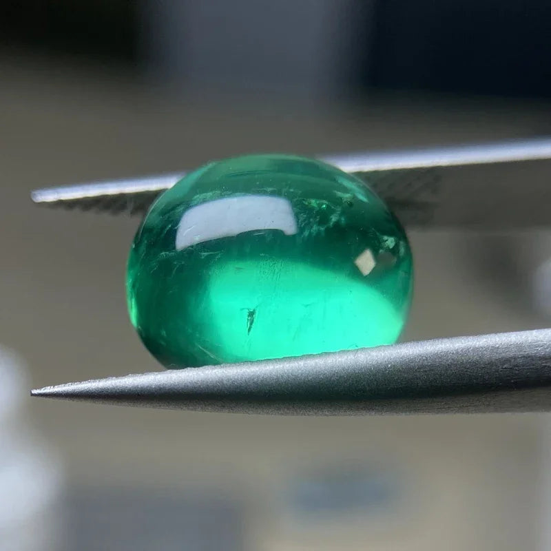 Lab Grown Colombia Emerald Oval Cut Smooth Surface Charm Gemstone DIY Ring Necklace Earrings Main Materials  AGL Certificate
