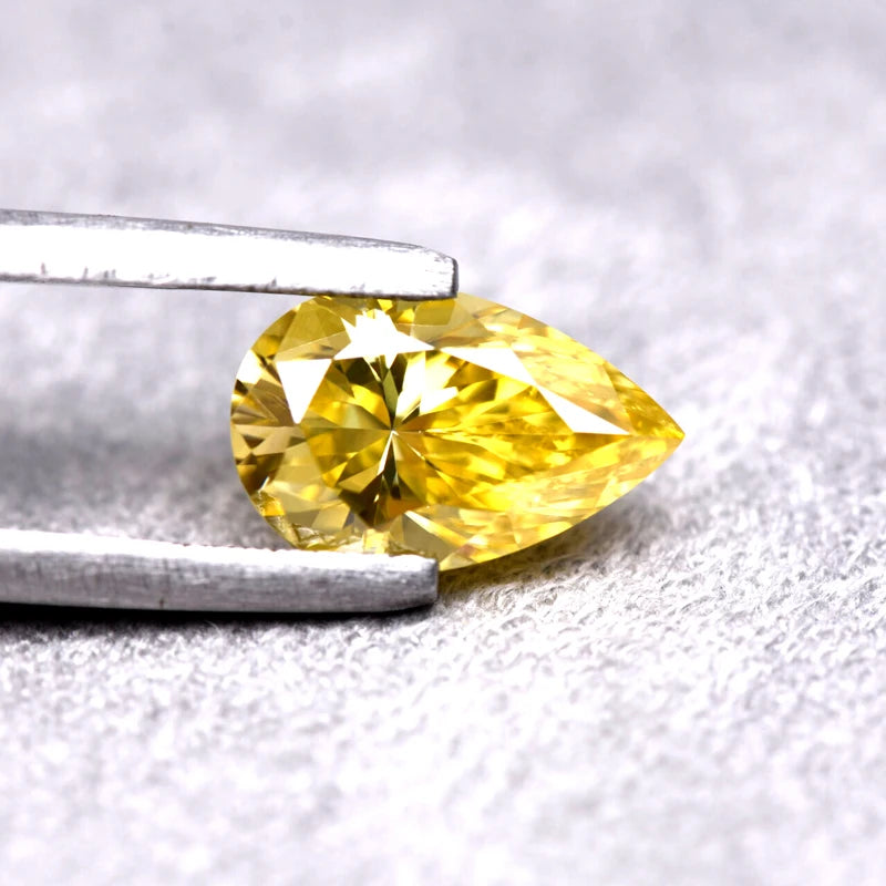 Pear Cut Lemon Yellow Color Moissanite Synthetic Gemstone with Certificate DIY Jewelry Making