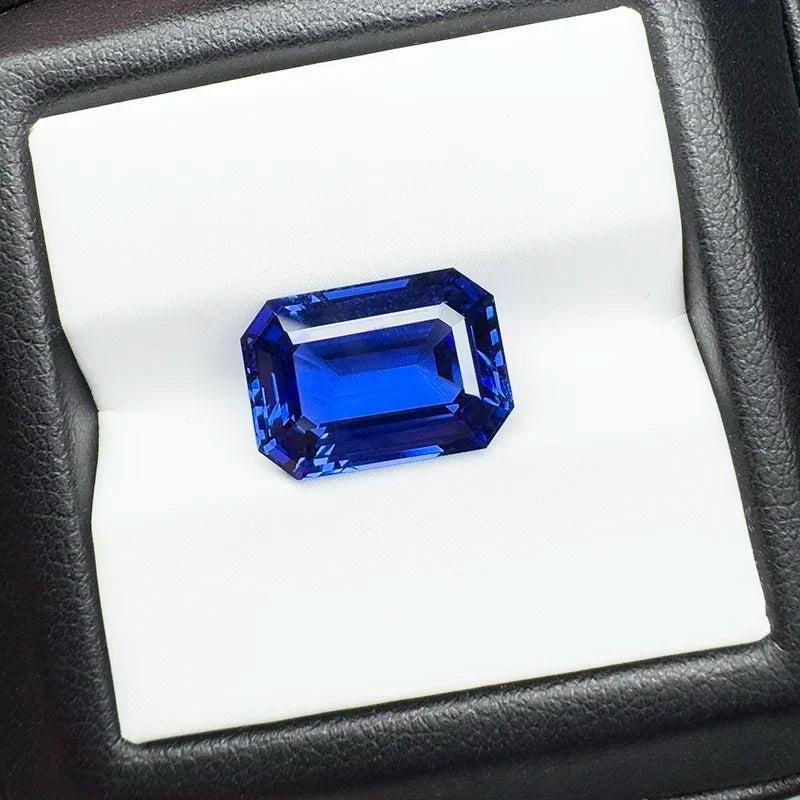 Lab Grown Sapphire Emerald Cut Royal Blue 10x14mm 9.5ct  VVS1 Gemstone for Diy Jewelry Making with AGL Certificate