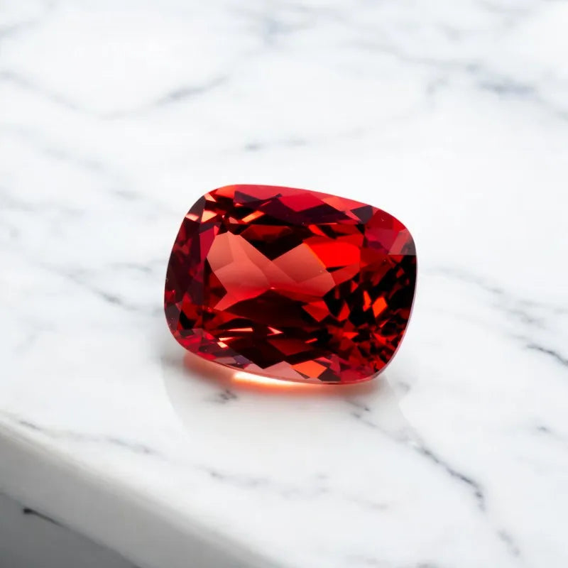 Rectangle Cushion Cut Lab Grown Sapphire Sunset Red Color for DIY Advanced Jewelry Making Materials with Certificate Wholesale