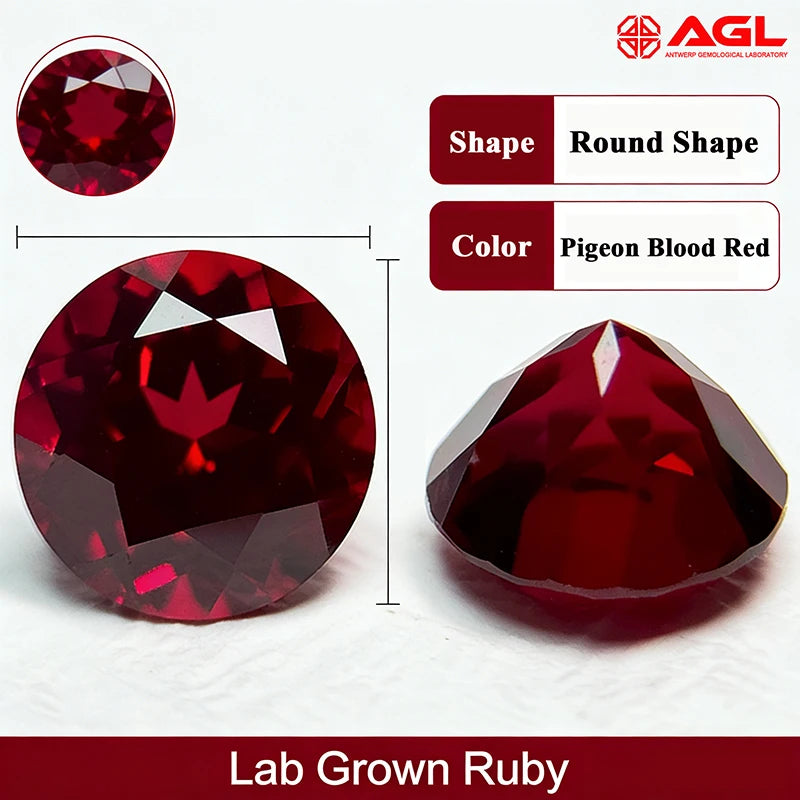 Lab Grown Ruby Round Cut Pigeon Blood Red Color DIY Charms Jewelry Making Main Materials Selectable AGL Certificate