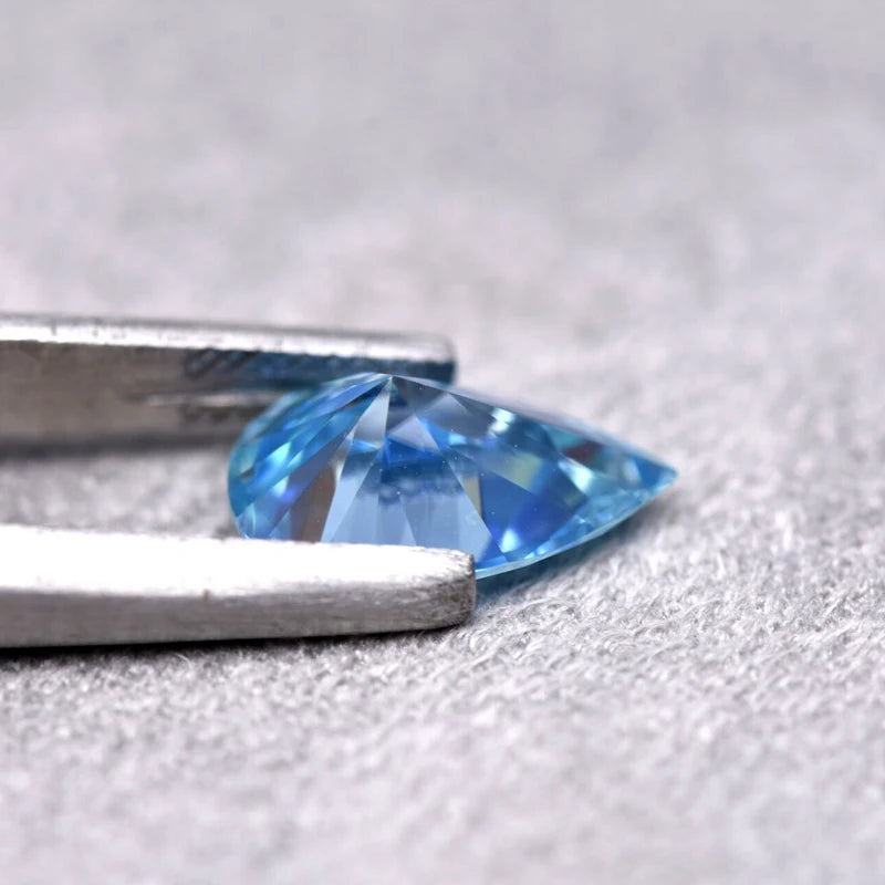 Pear Cut Aquamarine Color Moissanite Synthetic Gemstone with Certificate Charms for Jewelry Making