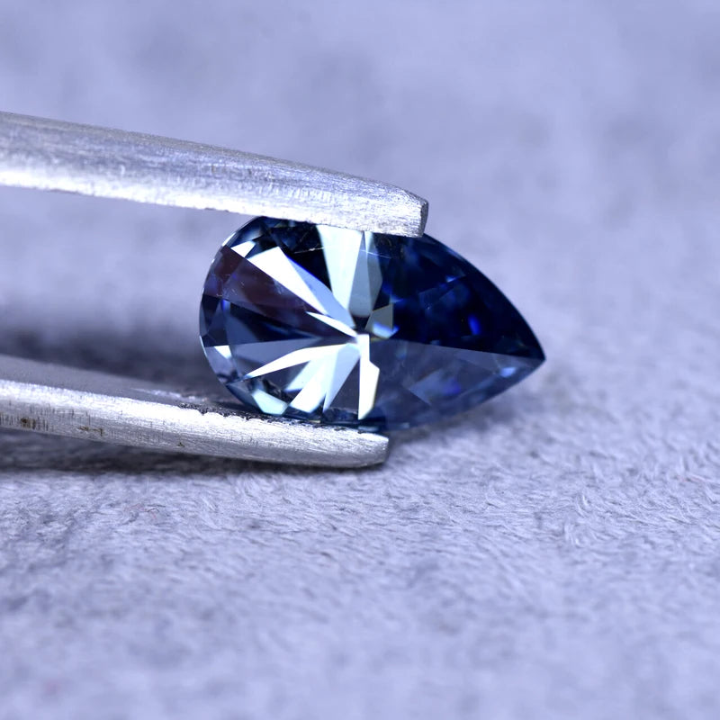 Pear Cut Royal Blue Color Moissanite Synthetic Gemstone with Certificate Jewelry Beads
