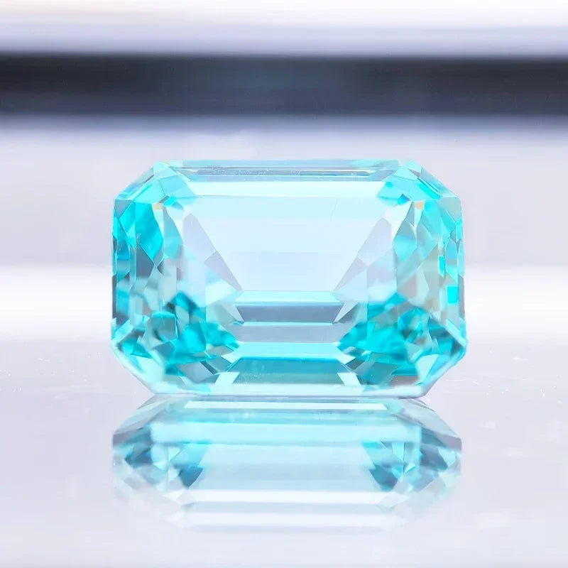 Lab Grown Paraiba Charms Gemstone for Jewelry Making Emerald Cut DIY Ring Necklace Earrings Main Materials with Certificate