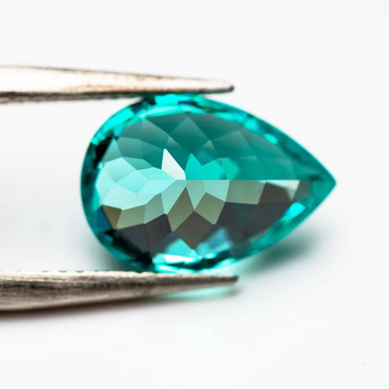 Lab Grown Paraiba Pear Cut Neon Blue Color Gemstone for DIY Ring Necklace Earrings Main Materials Selectable AGL Certificate