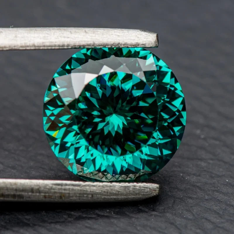 Moissanite Stones 100 Faces Cut Emerald Green Primary Colours Round Shape with Certificate DIY Jewelry Making Materials