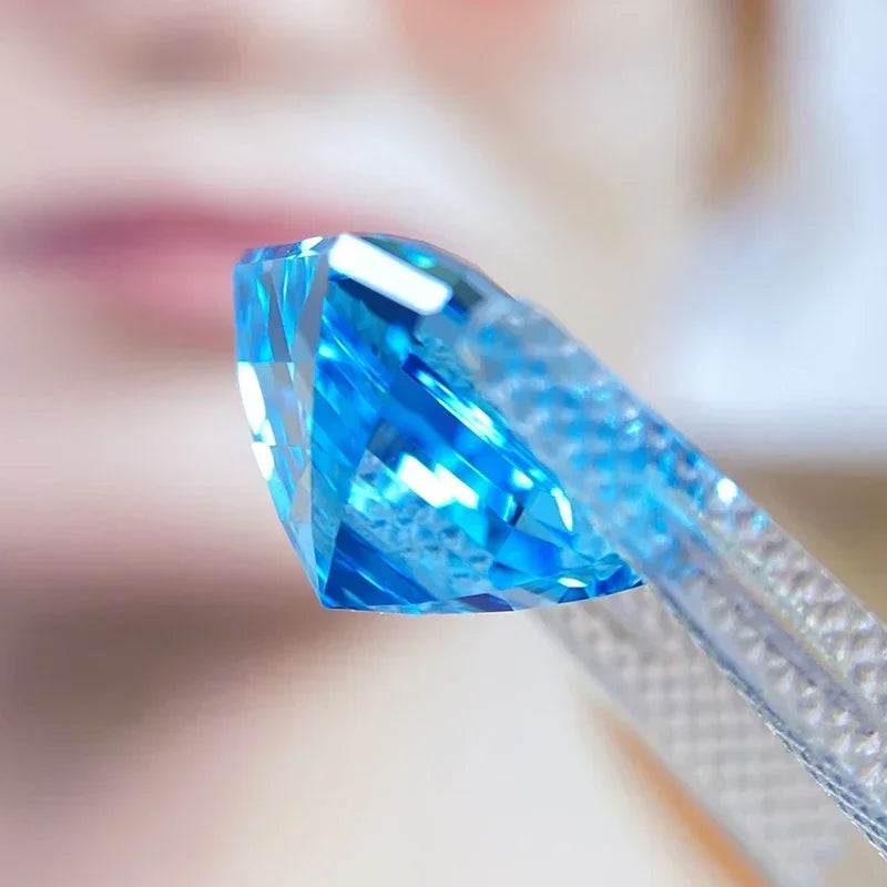 Lab Grown Sapphire Asscher Shape  Aquamarine Color VVS1 Charms for Jewelry Making DIY Ring Necklace Earrings Main Materials