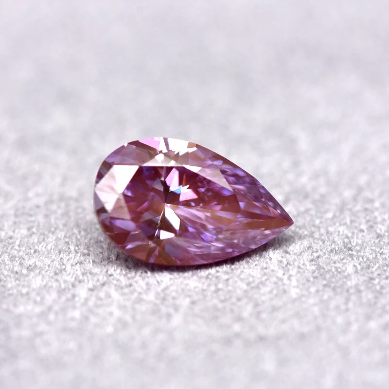 Pear Cut Sakura Pink Color Moissanite Synthetic Gemstone with Certificate Jewelry Beads