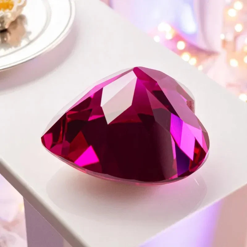 Rubellite Color Heart Shape Lab Grown Ruby VVS1 Stone for Charms Diy Jewelry Making Necklace Material Selectable AGL Certificate