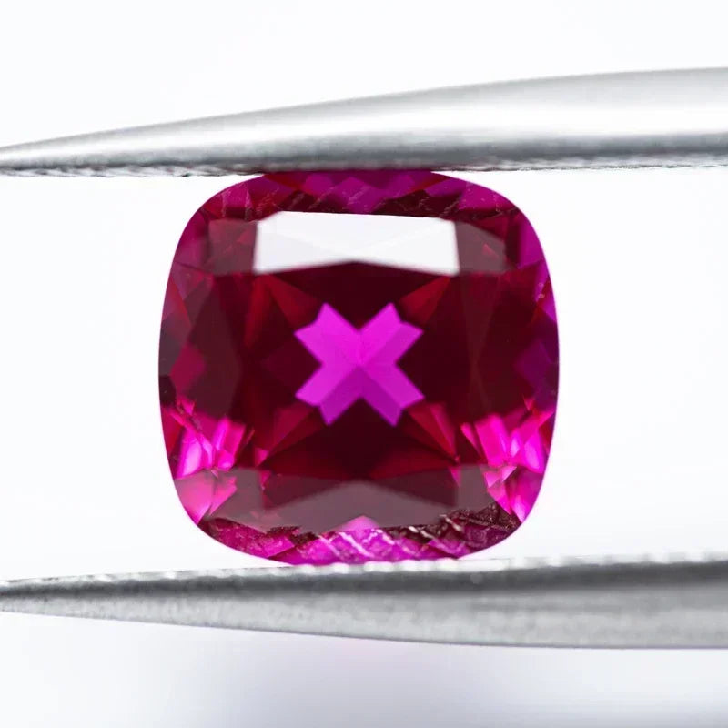 Square Cushion Shape Rubeliite Colour Lab Grown Ruby  VVS1 Charm Beads for Diy Jewelry Making Pendant Selectable AGL Certificate