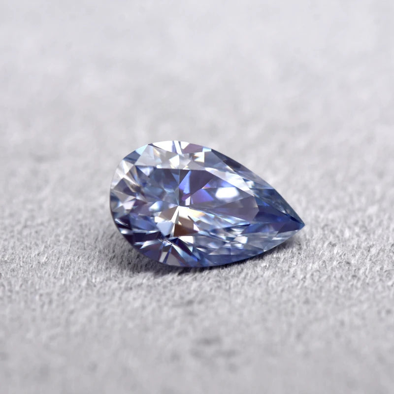 Pear Cut Lavender Color Moissanite Synthetic Gemstone with Certificate Hand Cutting
