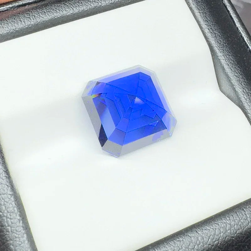Lab Grown Sapphire Royal Blue Asscher Cut 12x12mm 12.7ct  VVS1 Gemstone for Diy Jewelry Making with AGL Certificate