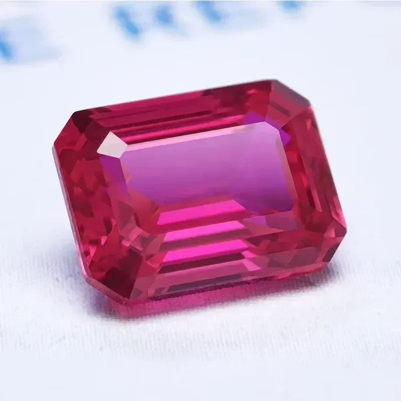 Lab Grown Ruby Emerald Cut Rubellite Color VVS1 Gemstone Charms DIY Advanced Jewelry Making Materials Selectable AGL Certificate