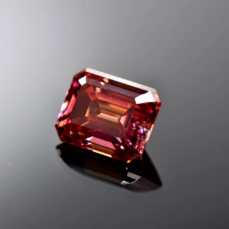 Emerald Cut Moissanite Stone VVS1 Watermelon red Color Certificate DIY Jewelry Artificial Gemstone