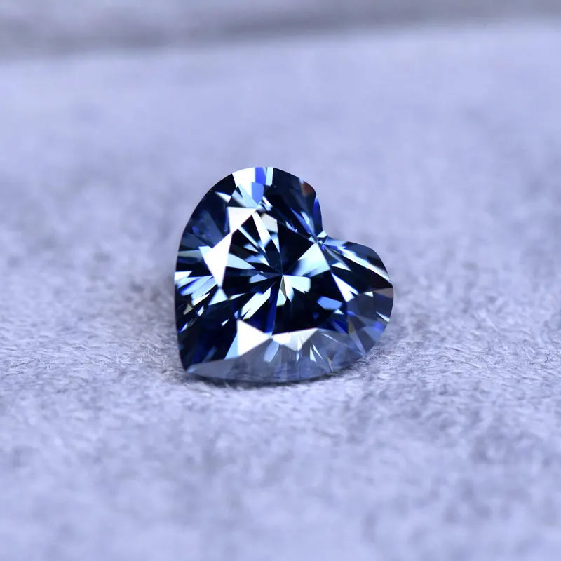 Moissanite VVS1 Artificial Stone Royal Blue Color Heart Cut with Certificate Wholesale